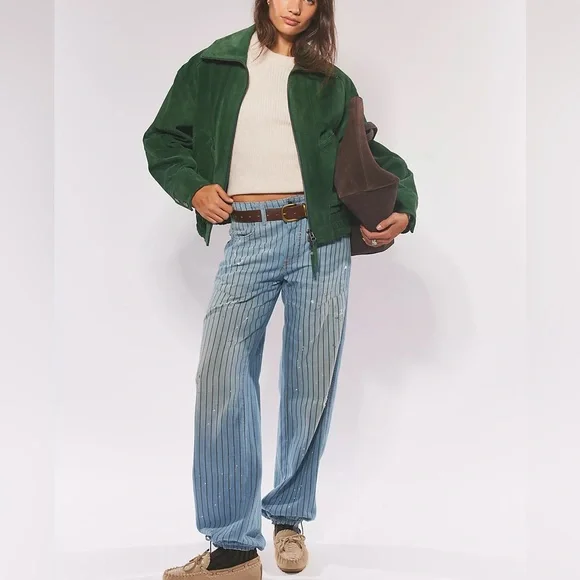 NWT Free People We The Free Desert Moon Suede Jacket in Green Grove - Picture 3 of 10